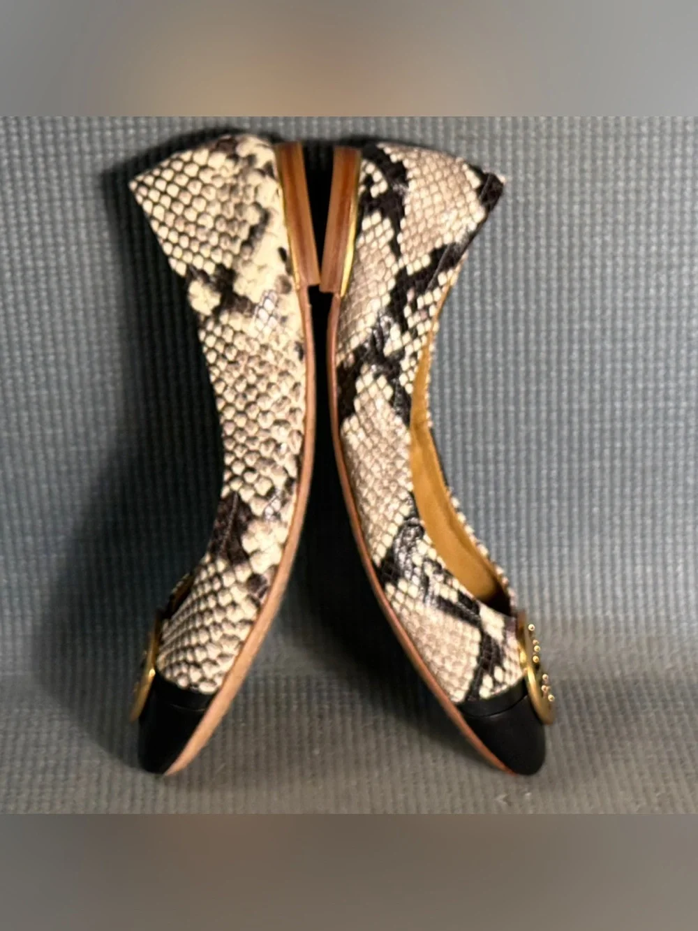 Tory Burch Women’s Embossed Leather Animal Print Ballet Flats Size 7.5